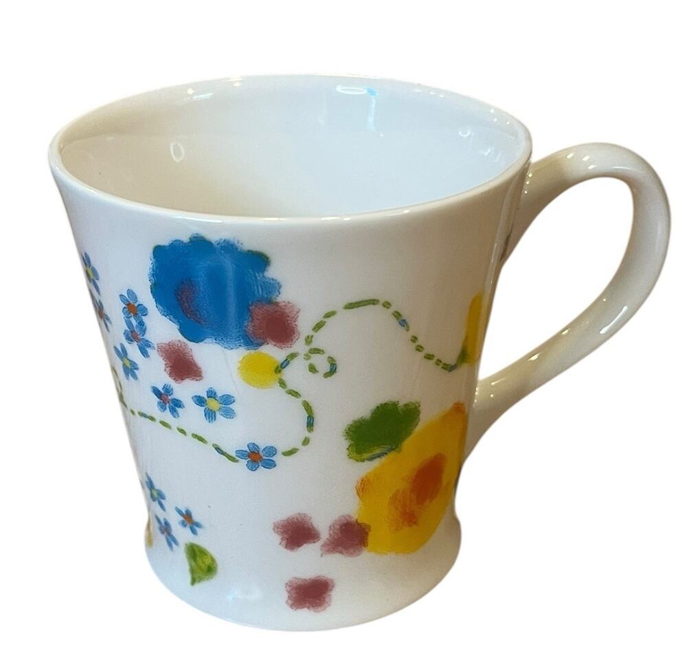 Starbucks 2006 Floral Watercolor Flowers Coffee Mug Cup Tea Ceramic 12 oz